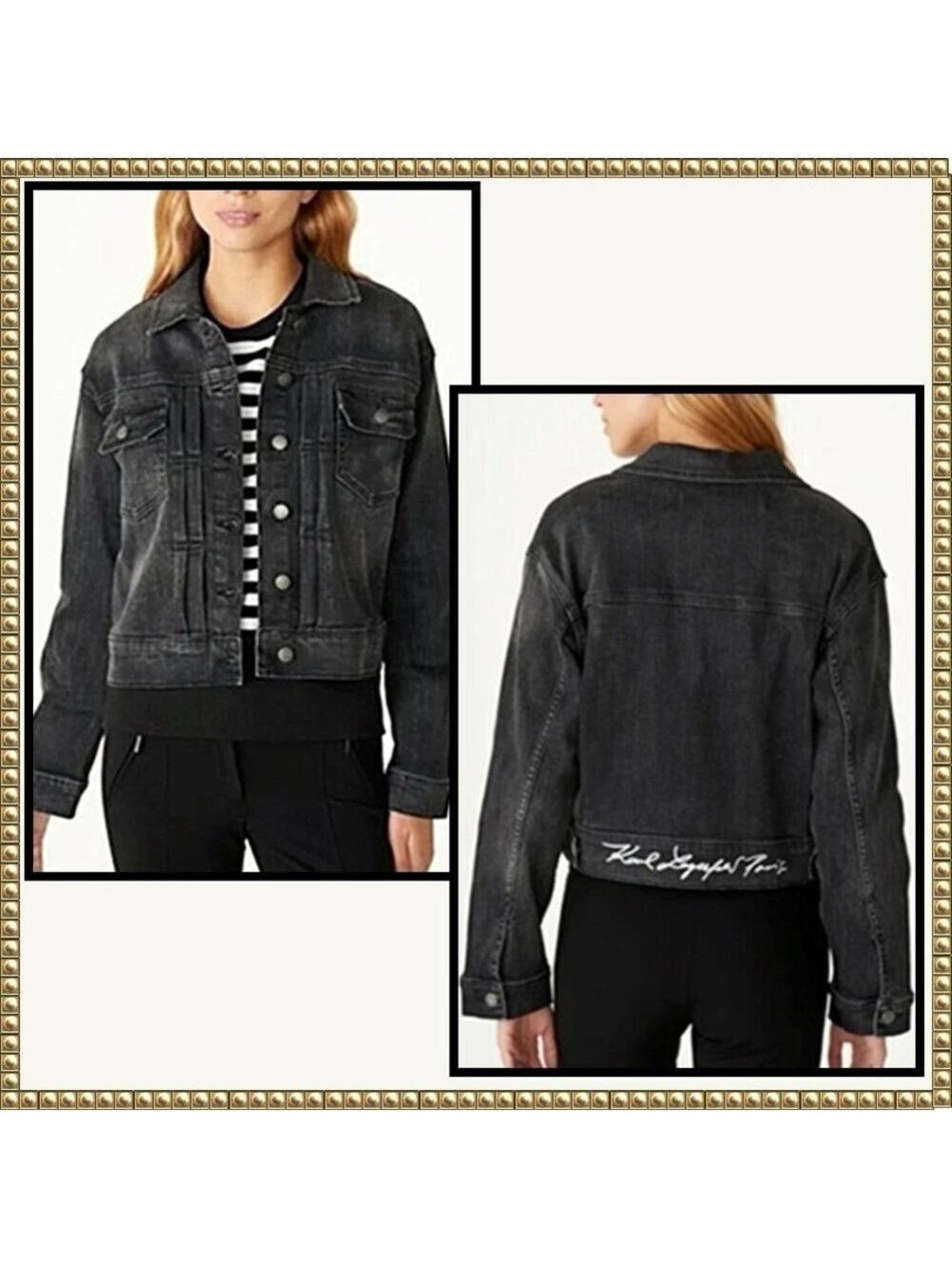 Karl Lagerfeld Black Denim Jacket XS
